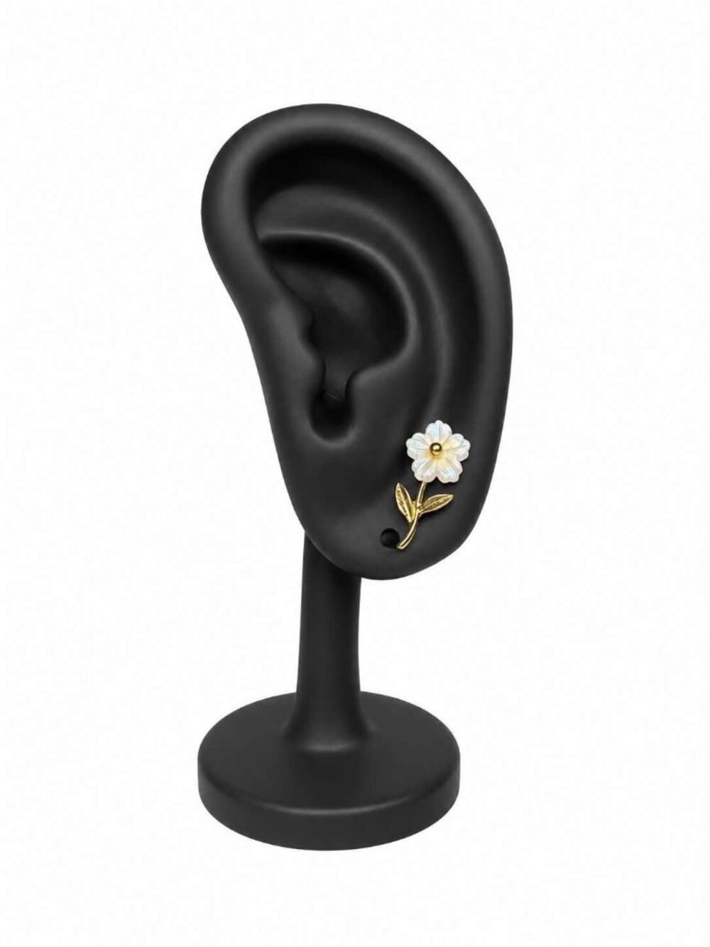 Iridescent White Flower Stud Earrings